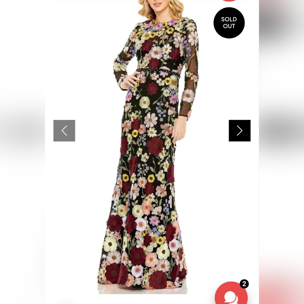 Elegant Floral Long Sleeve Gown